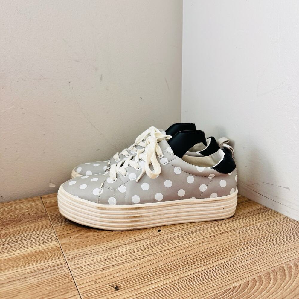Zara Polka Dot Platform Sneakers Gray And White Women’s Size 6 - Picture 2 of 11
